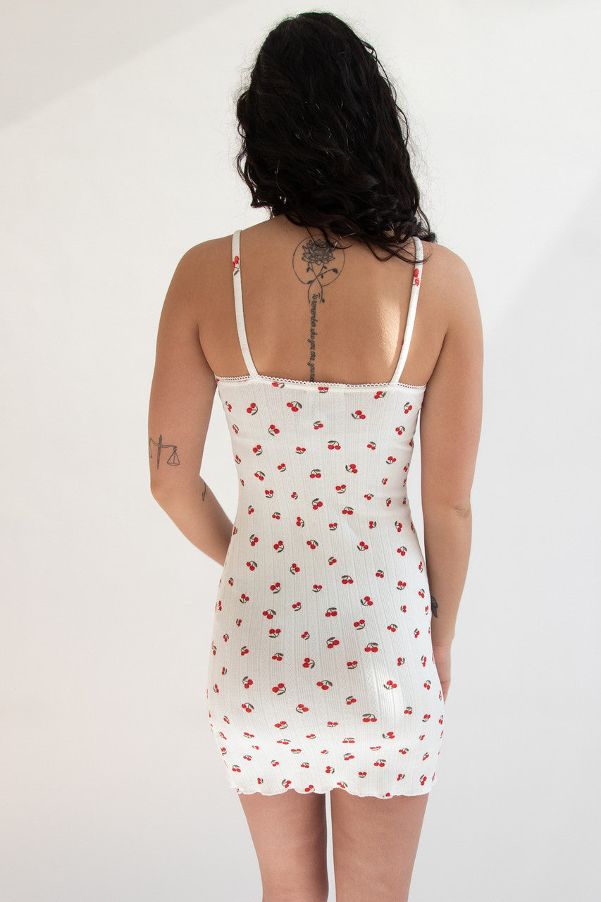 Bow Detail Fruit Print Mini Dress