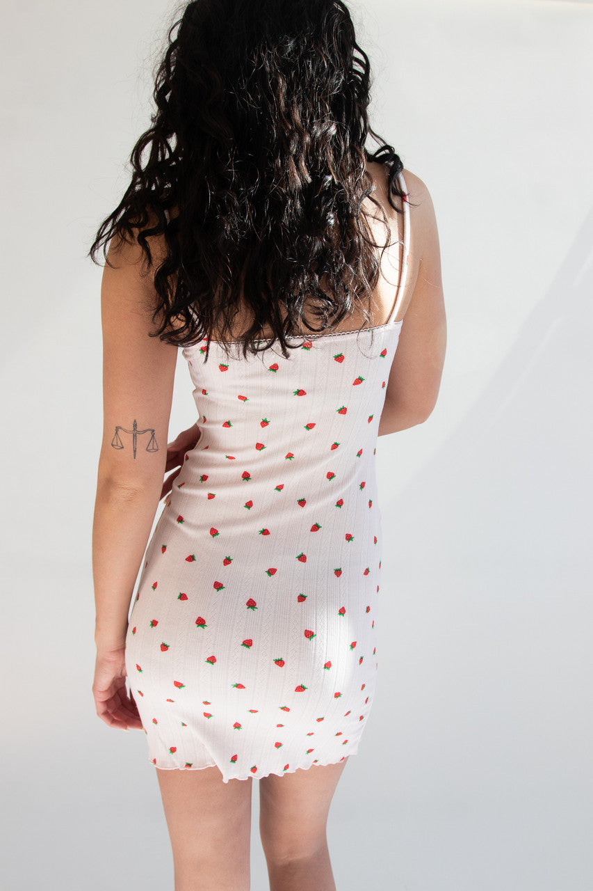 Bow Detail Fruit Print Mini Dress