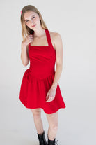 Halter Mini Dress Red