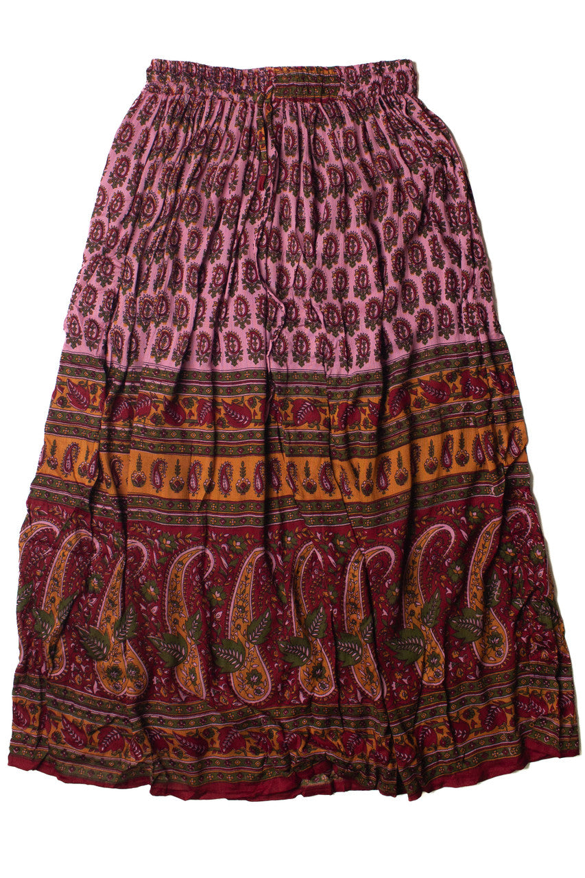 Border Print Maxi Skirt
