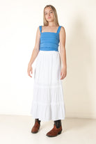 White Crochet Detail Maxi Skirt