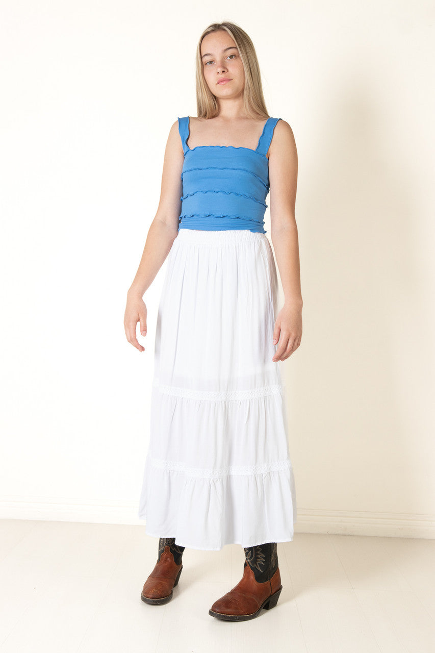 White Crochet Detail Maxi Skirt