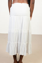 White Layered Maxi Skirt