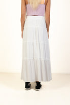 White Ruffle Tiered Maxi Skirt
