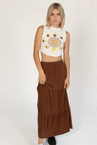 Chocolate Brushed Maxi Skirt