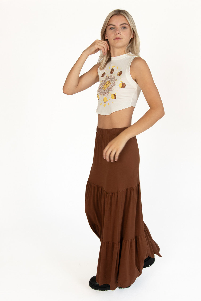 Chocolate Brushed Maxi Skirt