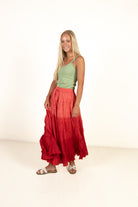 Pink Tiered Maxi Skirt
