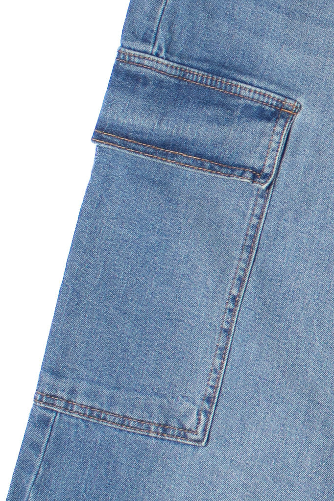 Denim Cargo Maxi Skirt