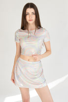 Pastel Holographic Swirl Skirt