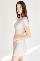 Pastel Holographic Swirl Skirt
