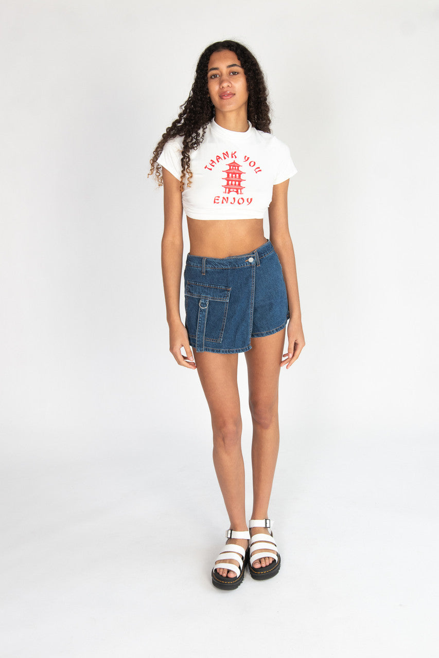 Denim Cargo Pocket Skort