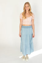 Tiered Chambray Maxi Skirt 