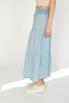 Tiered Chambray Maxi Skirt 