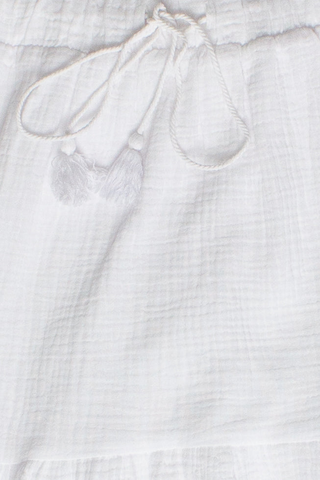 Gauze Tiered Maxi Skirt - White