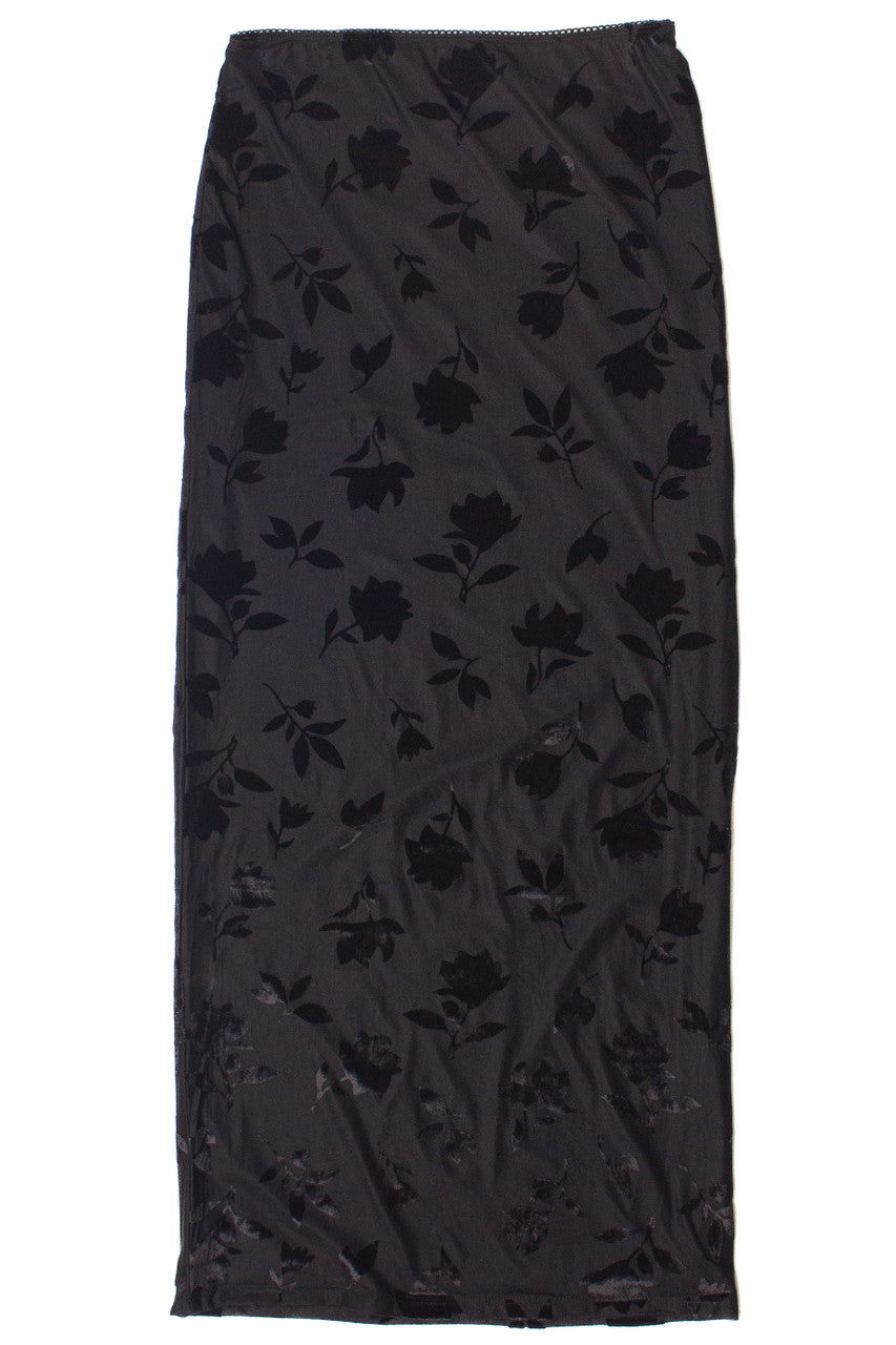 Floral Velvet Burnout Maxi Skirt