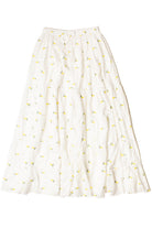 Embroidered Lemon Tiered Maxi Skirt