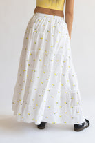 Embroidered Lemon Tiered Maxi Skirt