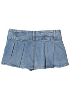 Low Rise Denim Pleated Mini Skort