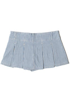 Low Rise Denim Pleated Mini Skort