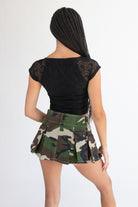 Low Rise Denim Pleated Mini Skort