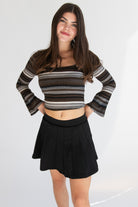 Pleated Mini Skater Skort