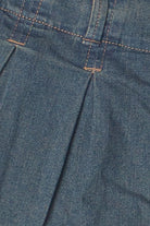Low Rise Denim Pleated Mini Skort