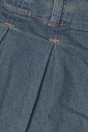Low Rise Denim Pleated Mini Skort