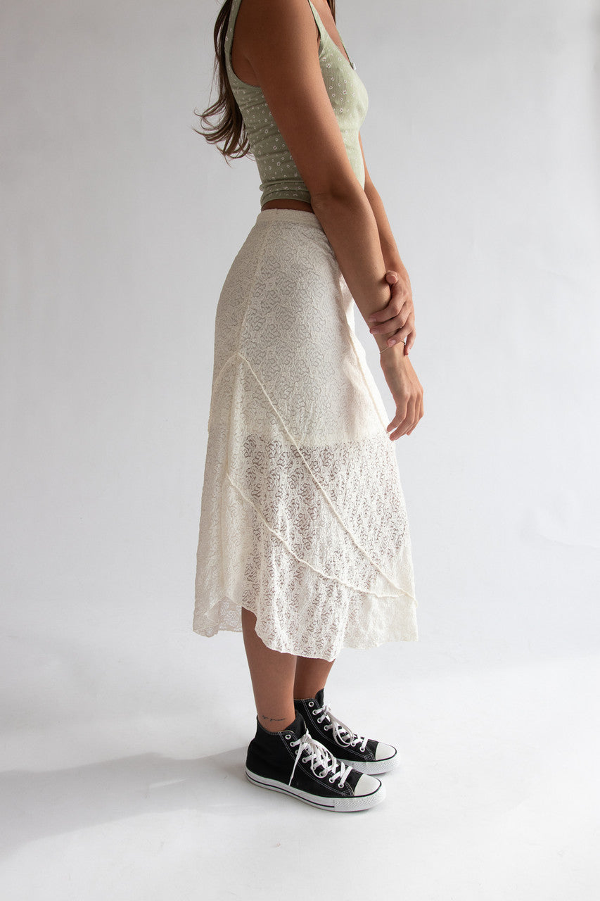 Asymmetrical Lace Maxi Skirt