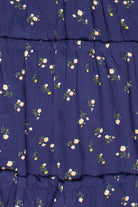 Floral Print Tiered Maxi Skirt - Navy