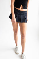 Low Rise Sparkle Denim Mini Skort