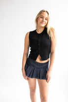 Low Rise Sparkle Denim Mini Skort