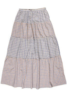 Mixed Plaid Tiered Maxi Skirt