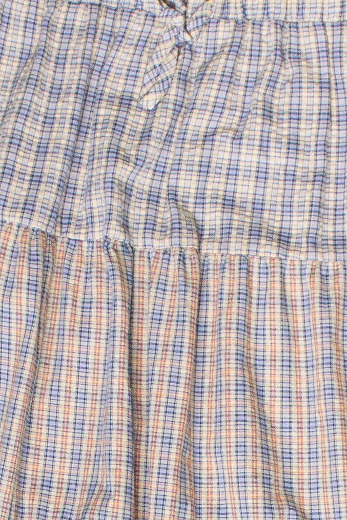 Mixed Plaid Tiered Maxi Skirt