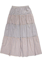 Mixed Plaid Tiered Maxi Skirt