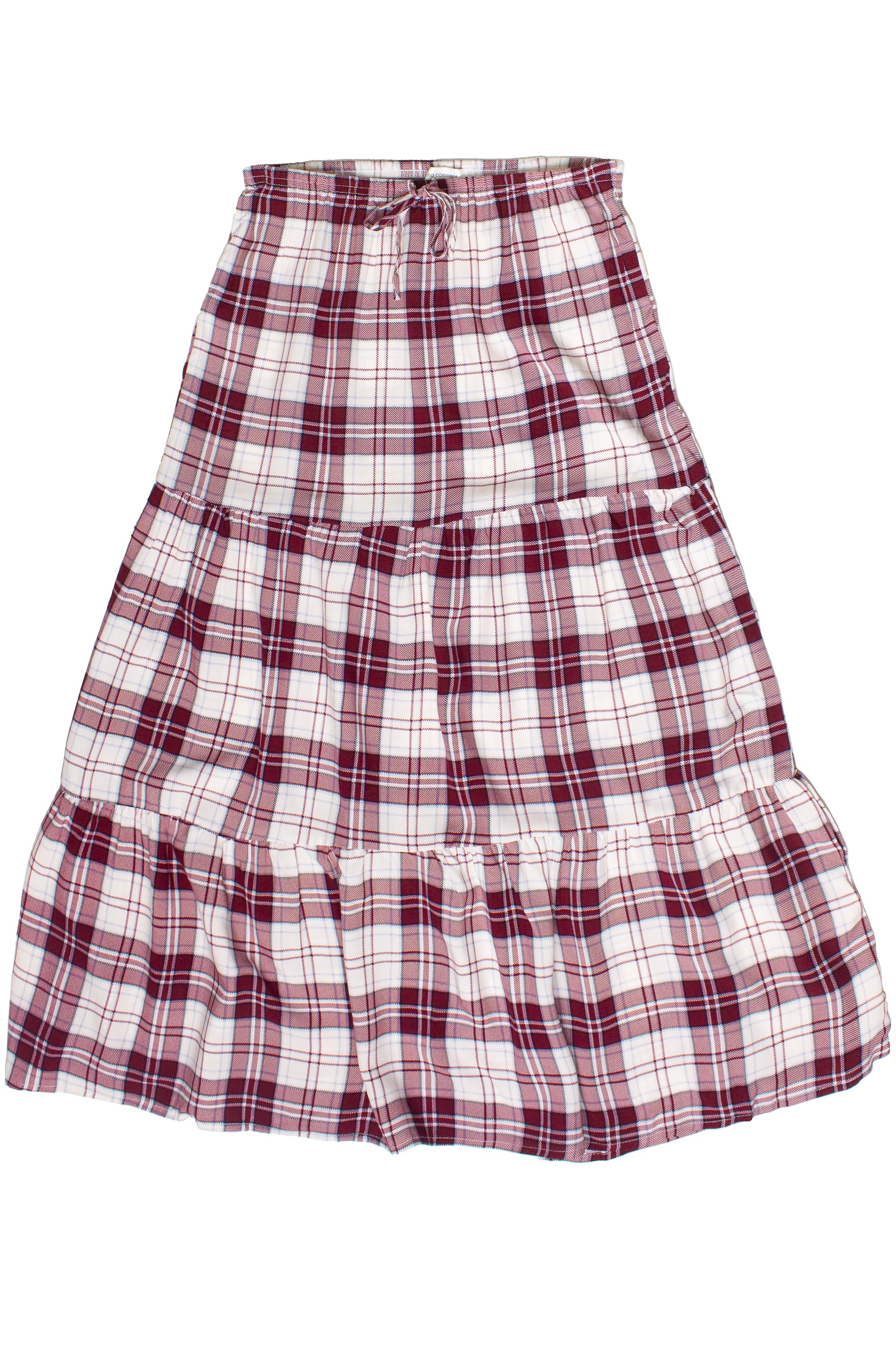 Plaid Tiered Maxi Skirt