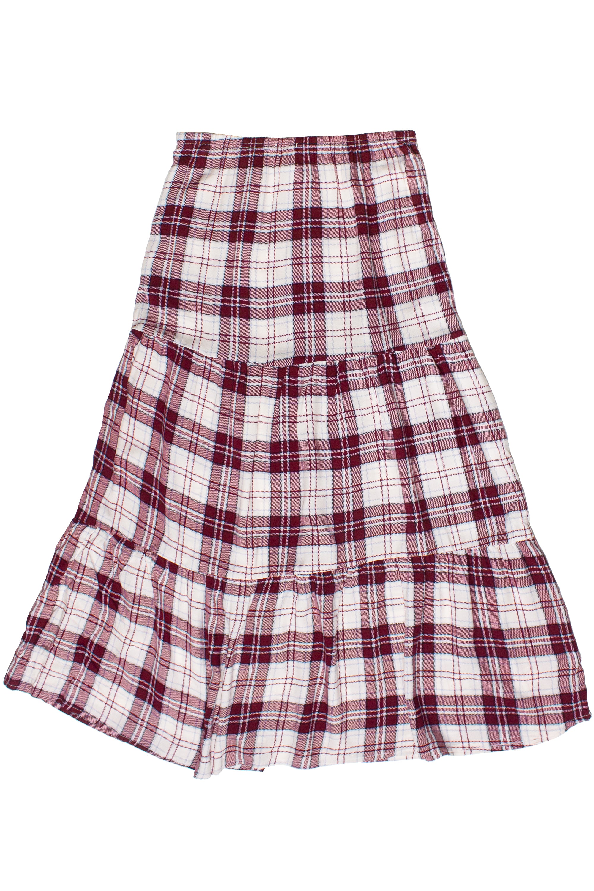 Plaid Tiered Maxi Skirt