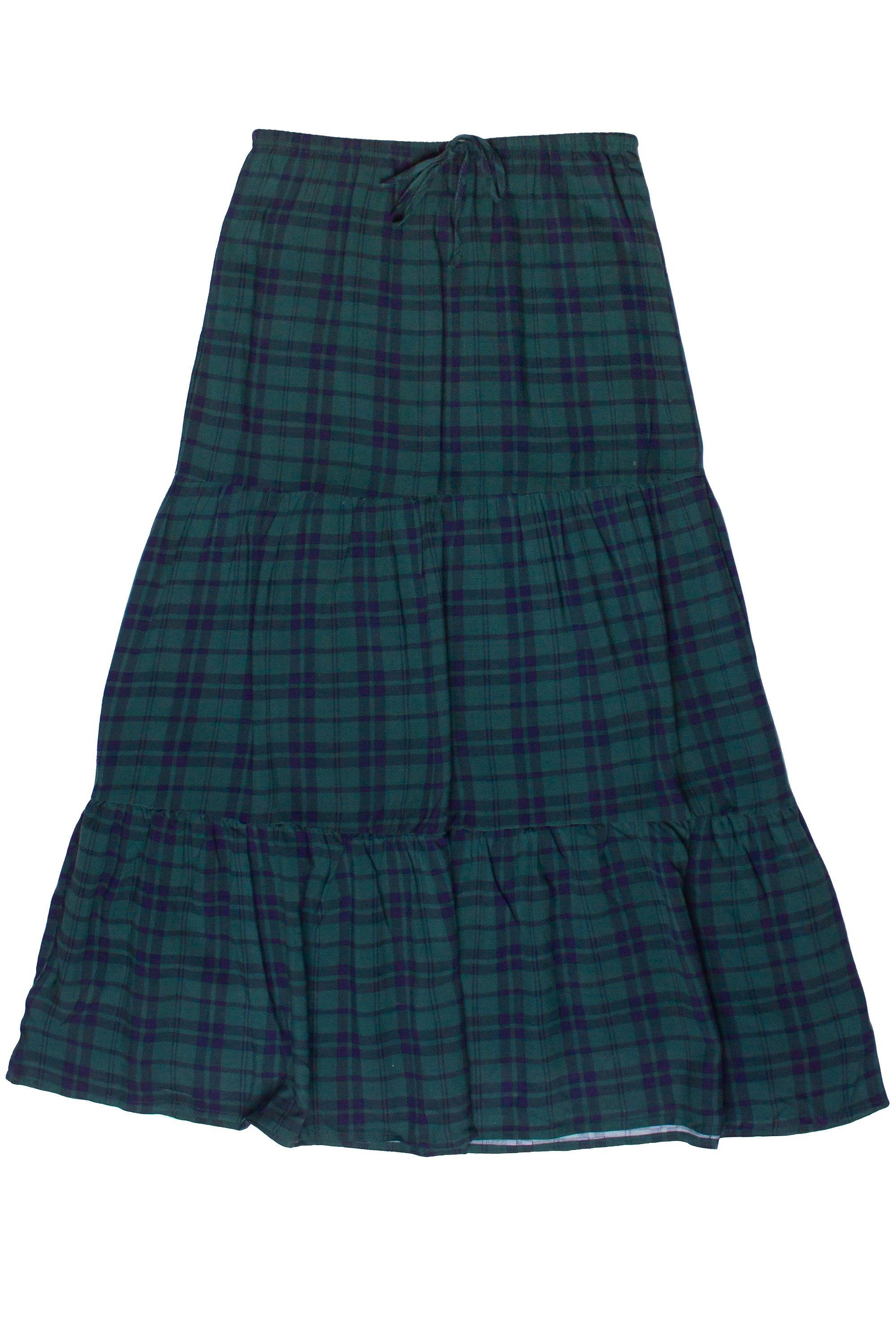 Plaid Tiered Maxi Skirt