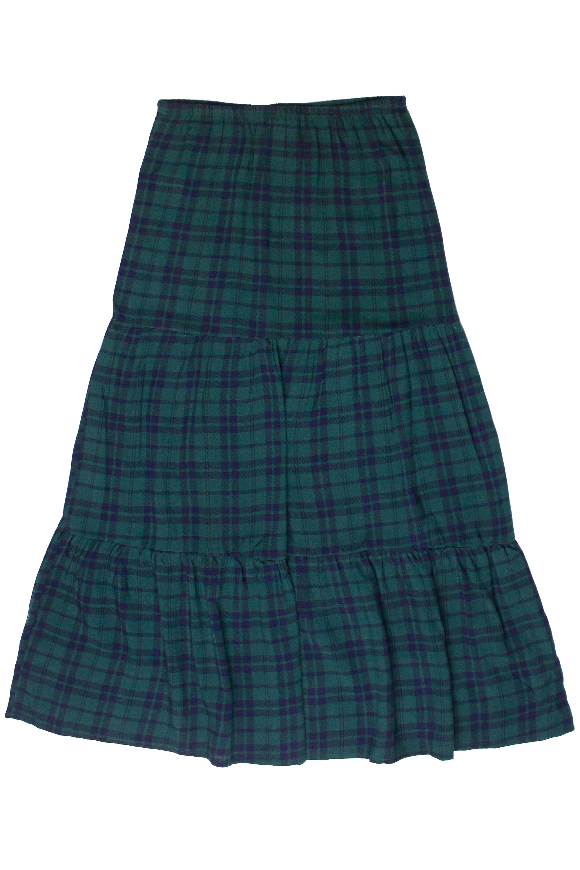 Plaid Tiered Maxi Skirt