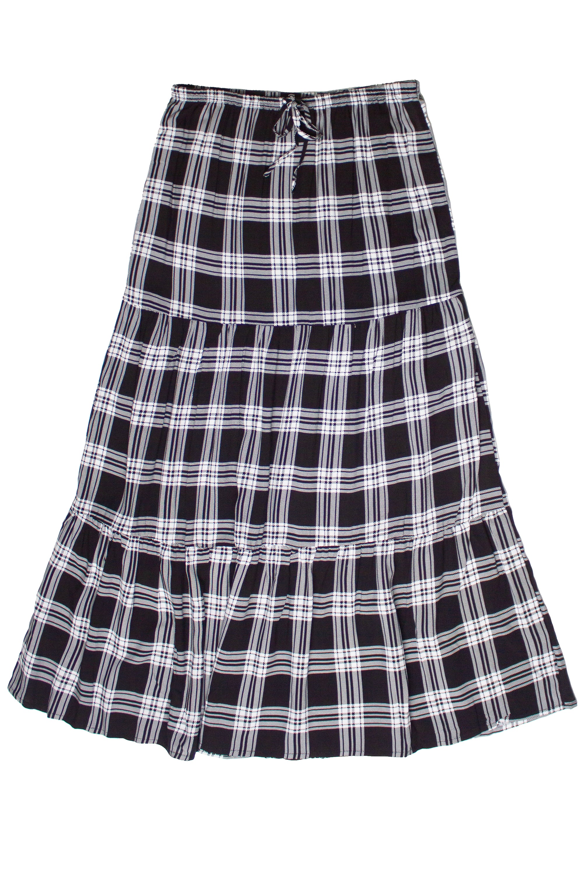Plaid Tiered Maxi Skirt