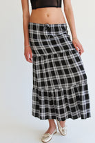 Plaid Tiered Maxi Skirt
