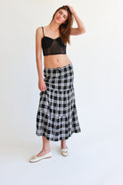 Plaid Tiered Maxi Skirt