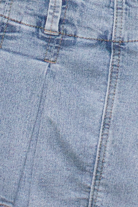 Low Rise Denim Pleated Mini Skort