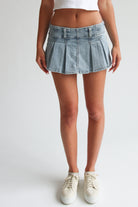 Light Faded Pleated Mini Skort