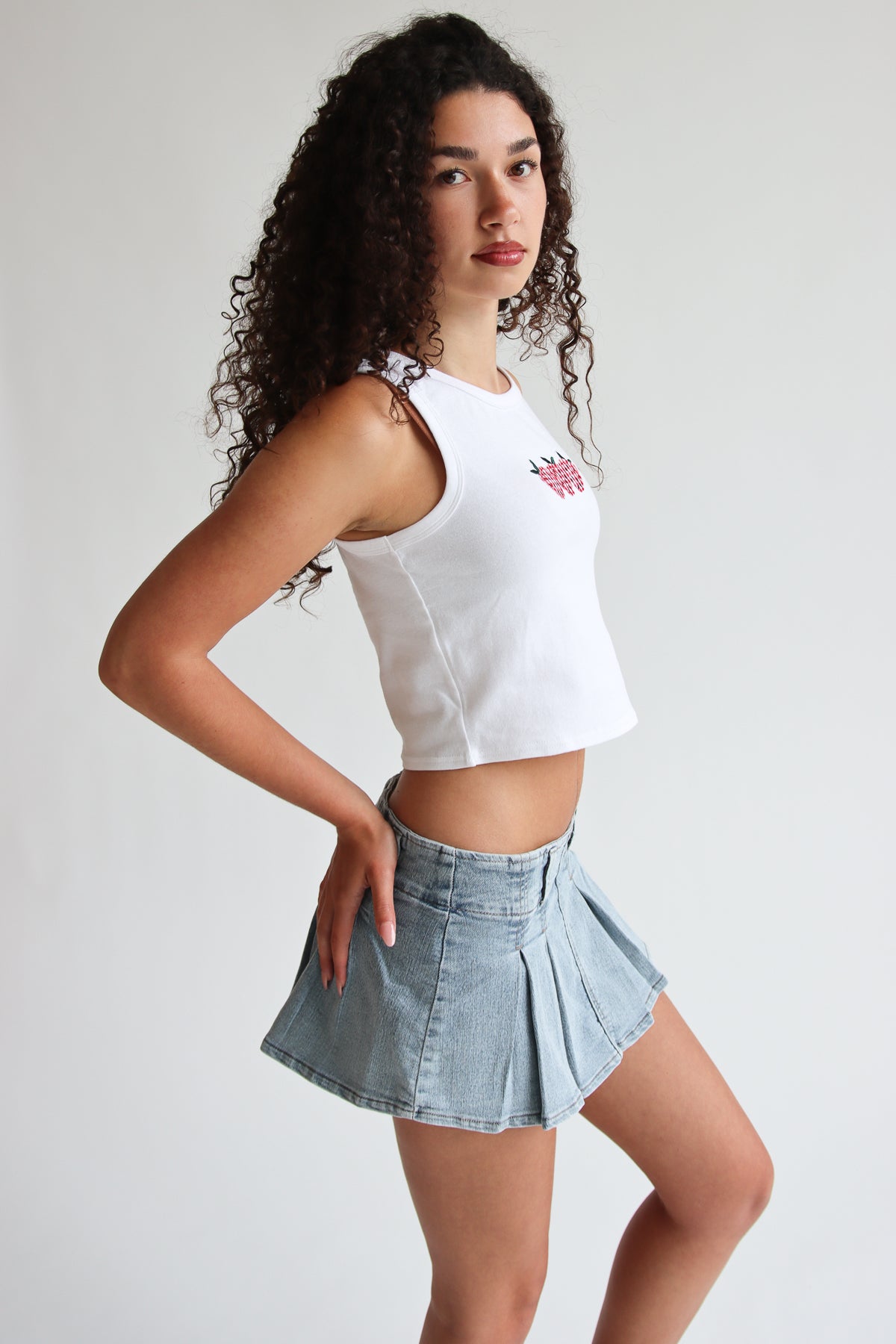 Light Faded Pleated Mini Skort