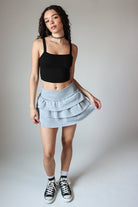 Fleece Ruffle Mini Skort