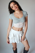 Drawstring Ruched Tiered Mini Skort