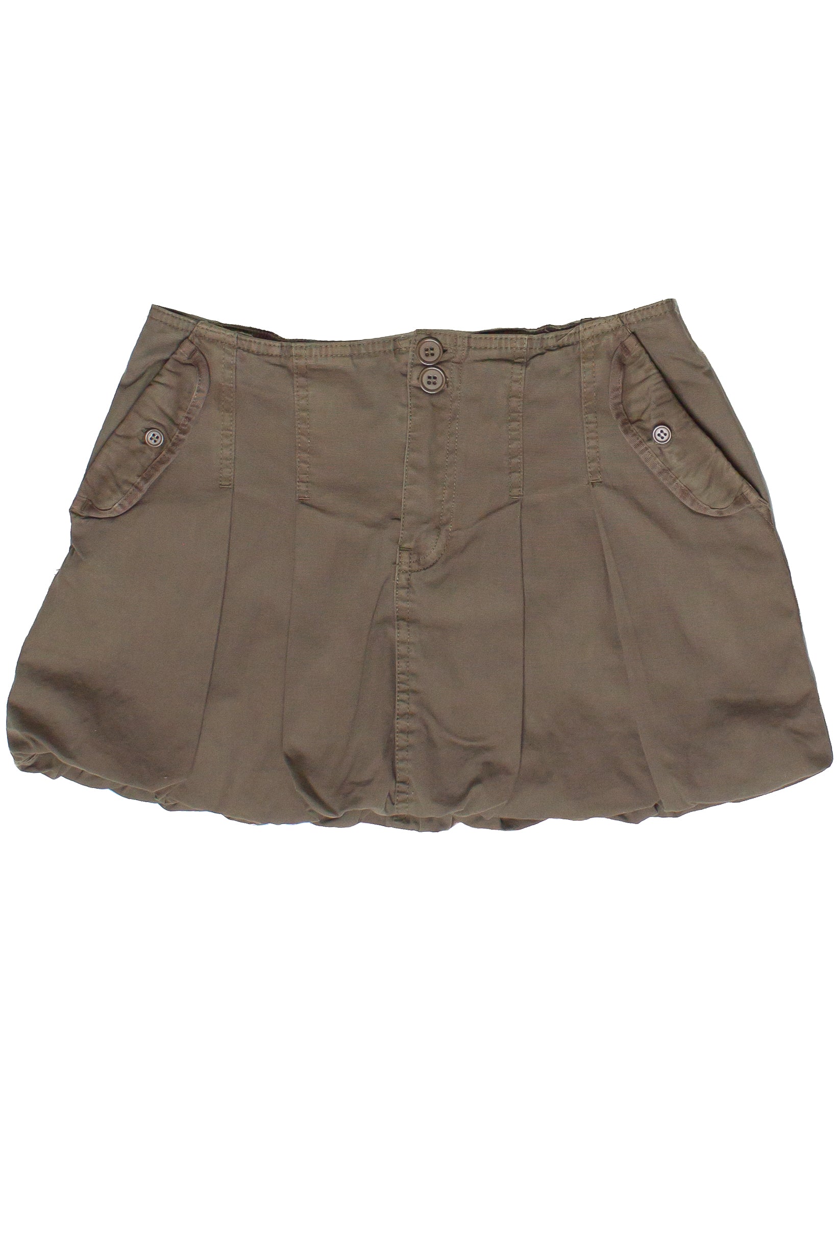 Cotton Twill Bubble Hem Mini Skirt