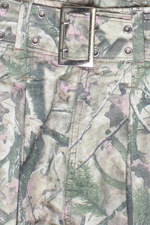 Low Rise Belted Mini Skort - Woodland