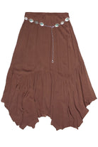 Turquoise Belt Hanky Hem Maxi Skirt