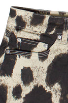 Cow Print Denim Mini Skirt